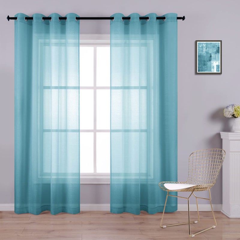 KOUFALL Teal Curtains 84 Inch Length for Living Room 2 Panels Set,Sheer Grommet Beach Curtains for Bedroom Girls,52x84 Inches Long,Dark Teal - Image 1